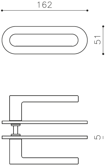Oval horizontal plate technical drawing