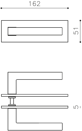 Rectangular horizontal plate technical drawing