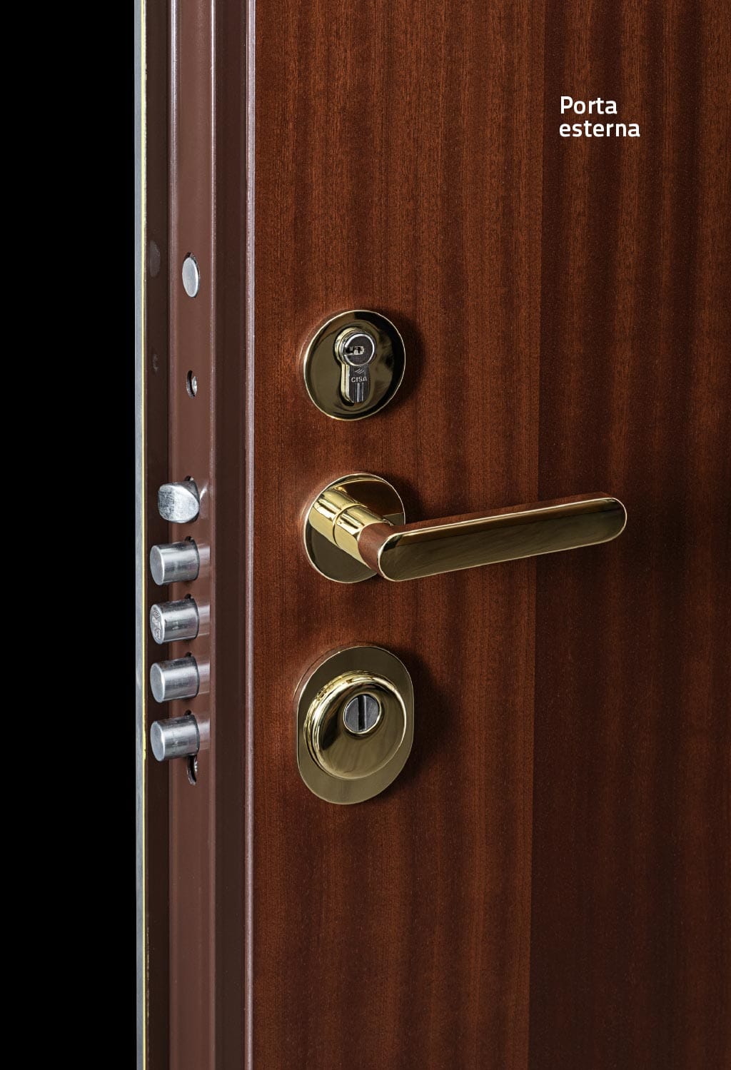 Round LOW components on the external side of an armored door