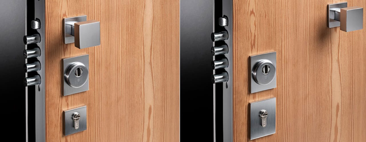 Alternative external armored door with a door knob