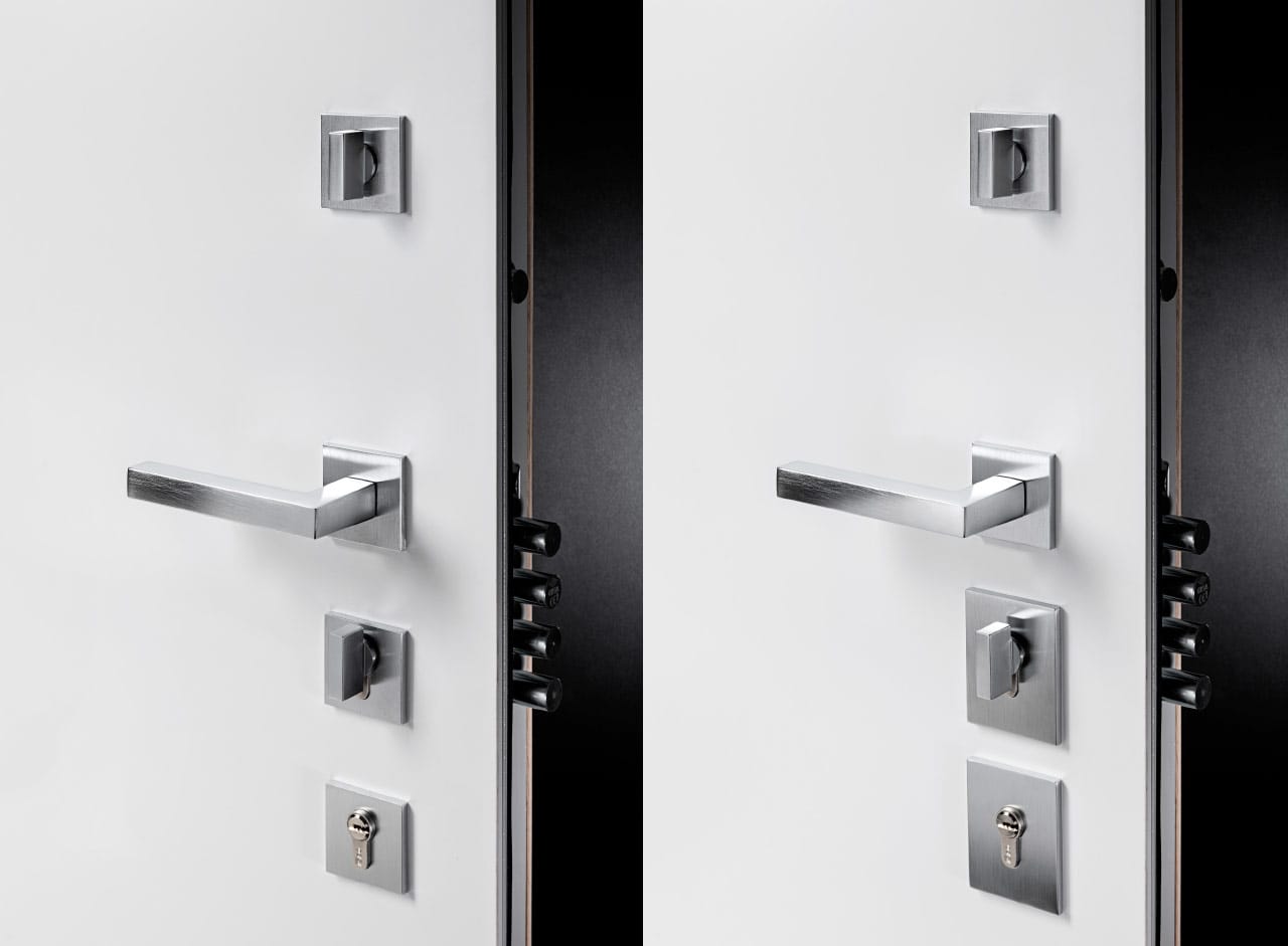 Internal armored door with round components